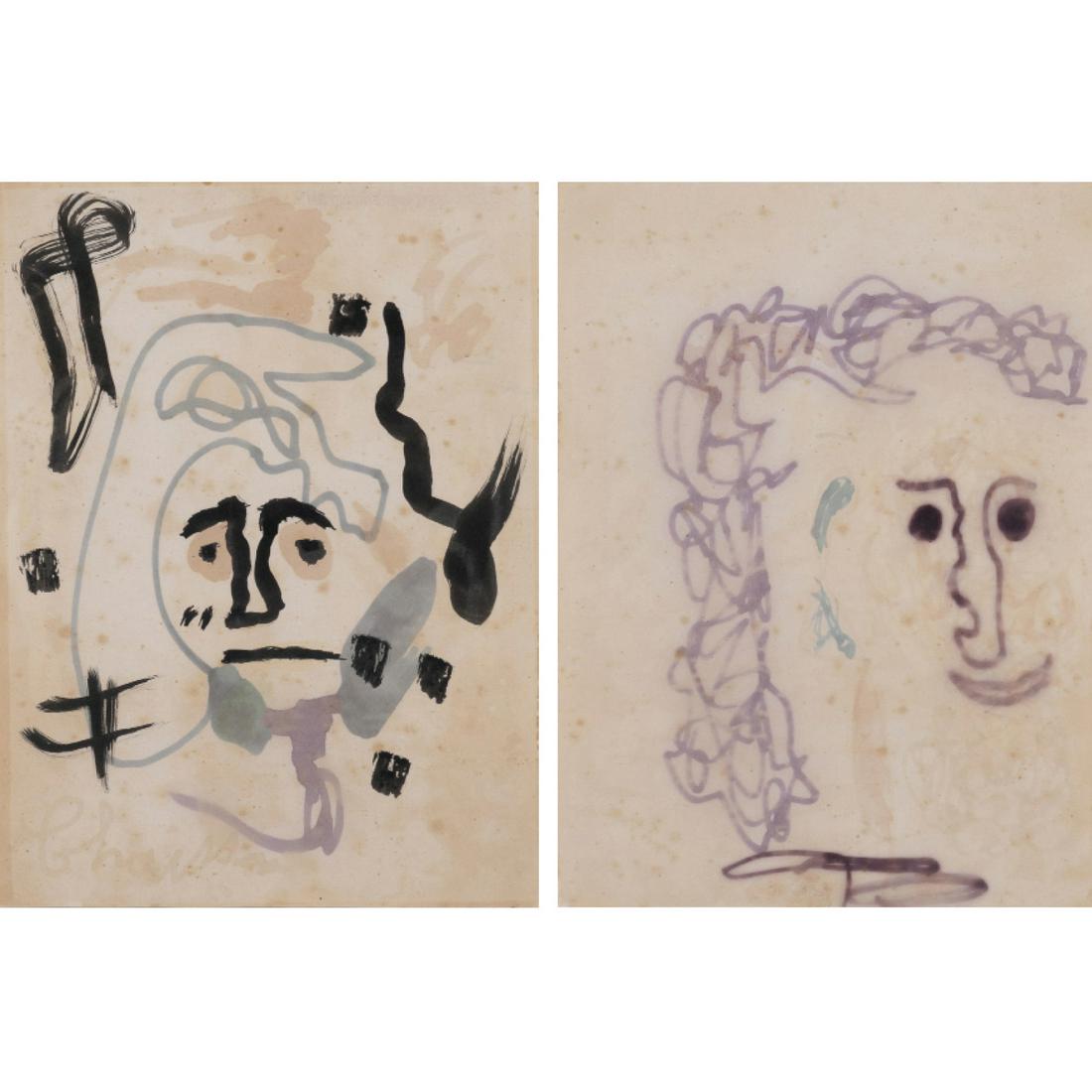 Gaston Chaissac (1910-1964) Ensemble of two drawings :: Gaston Chaissac (1910-1964)Ensemble of two drawings :-Untitled, circa 1961India ink and colour pens on paper Signed lower left27 x 20.3 cmProvenance:Private collection, ParisLiterature:This work i