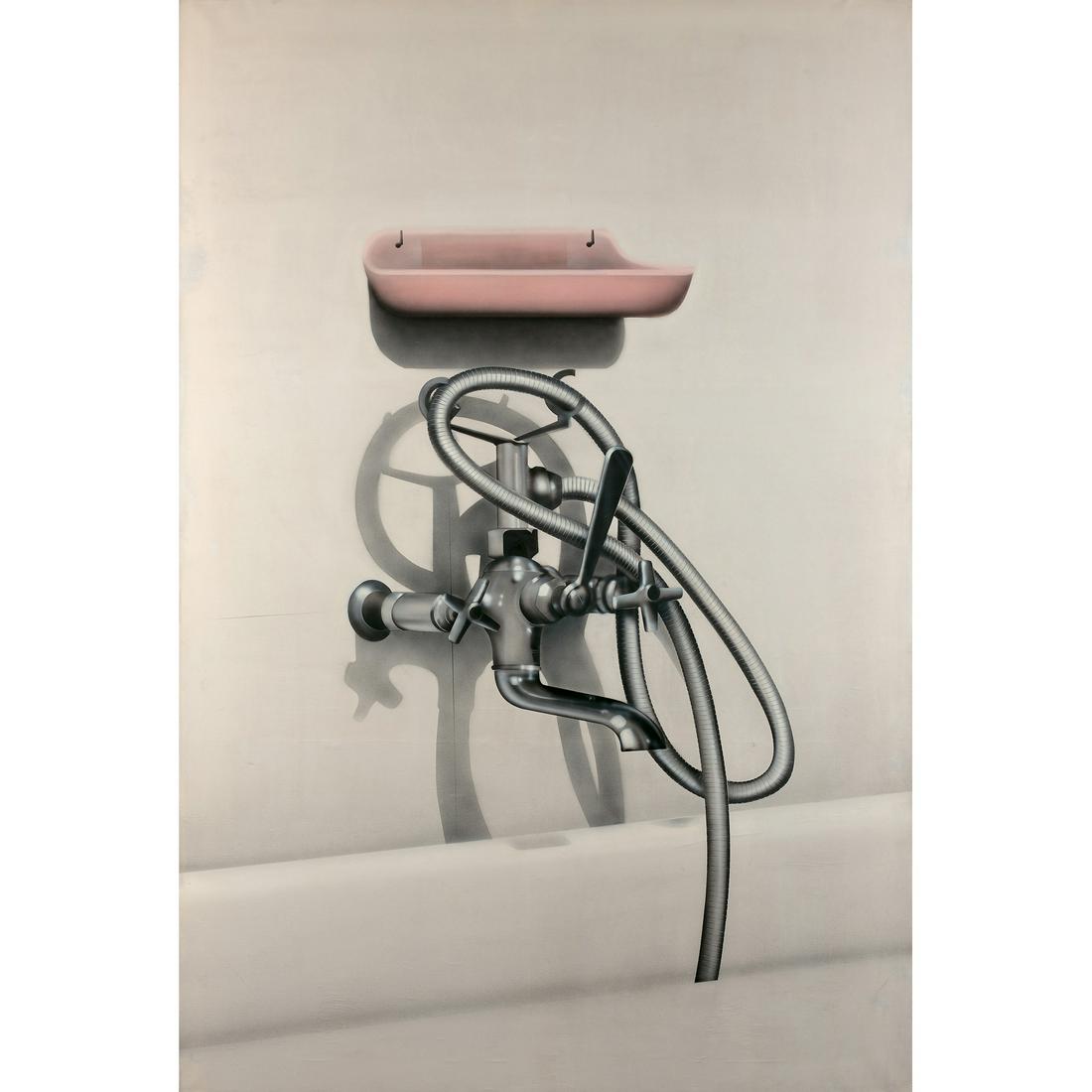 Peter Klasen (born in 1935) Salle de bain, 1972: Peter Klasen (born in 1935)Salle de bain, 1972Acrylic on canvasSigned, dated and titled on the 195 x 130 cmProvenance :- Galerie Mathias Fels, Paris- Private collection, ParisExhibited :- Brussels