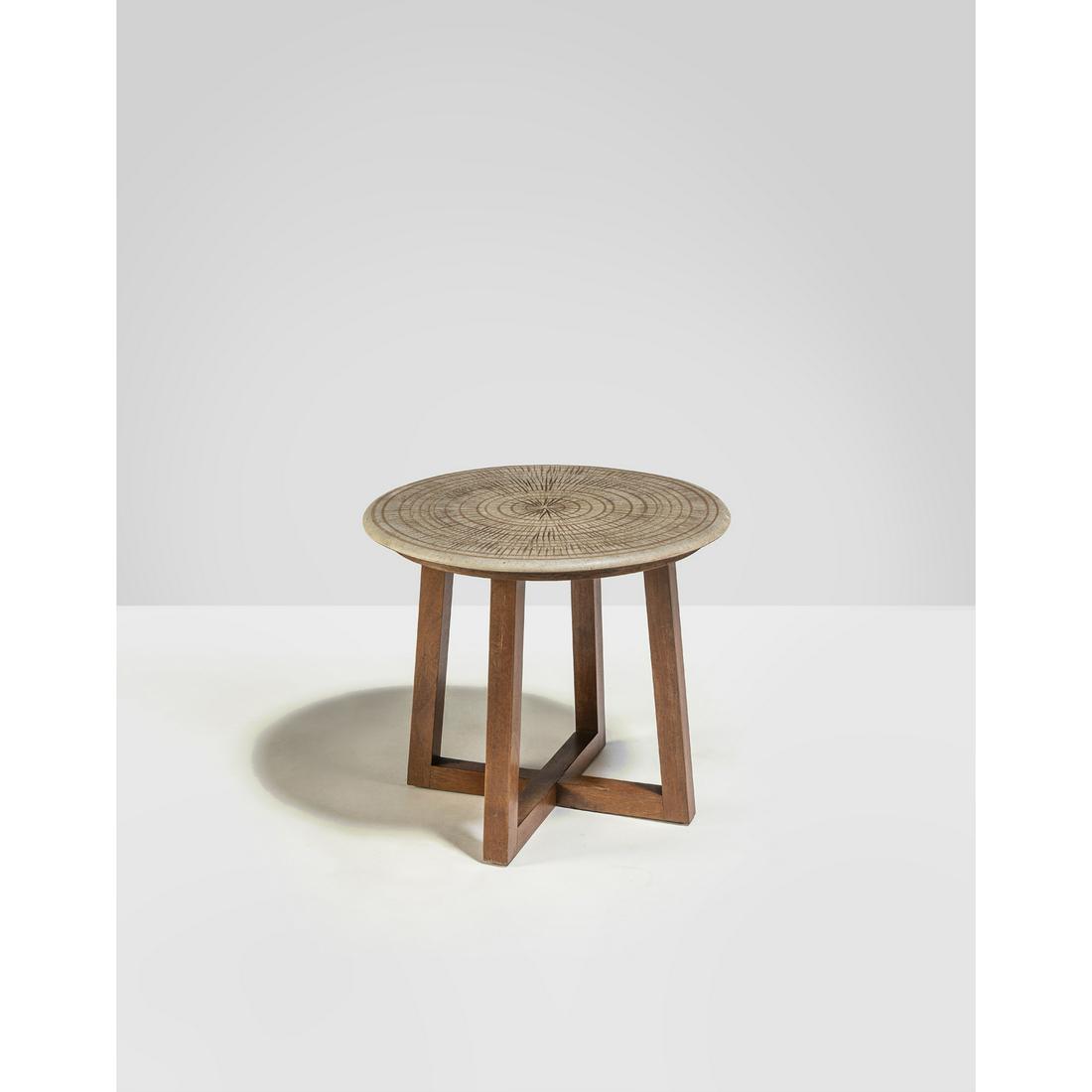 Lee Rosen (20th c.) for Design Technics (20th c.) Side: Lee Rosen (20th c.) for Design Technics (20th c.)Side tableCeramic and walnutCreation date: circa 1950H 39,5 × Ø 46 cm