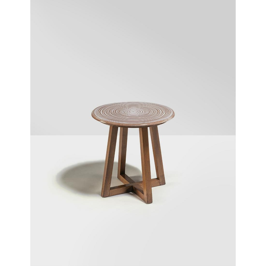 Lee Rosen (20th c.) for Design Technics (20th c.) Side: Lee Rosen (20th c.) for Design Technics (20th c.)Side tableCeramic and walnutCreation date: circa 1950H 47 × Ø 45 cm