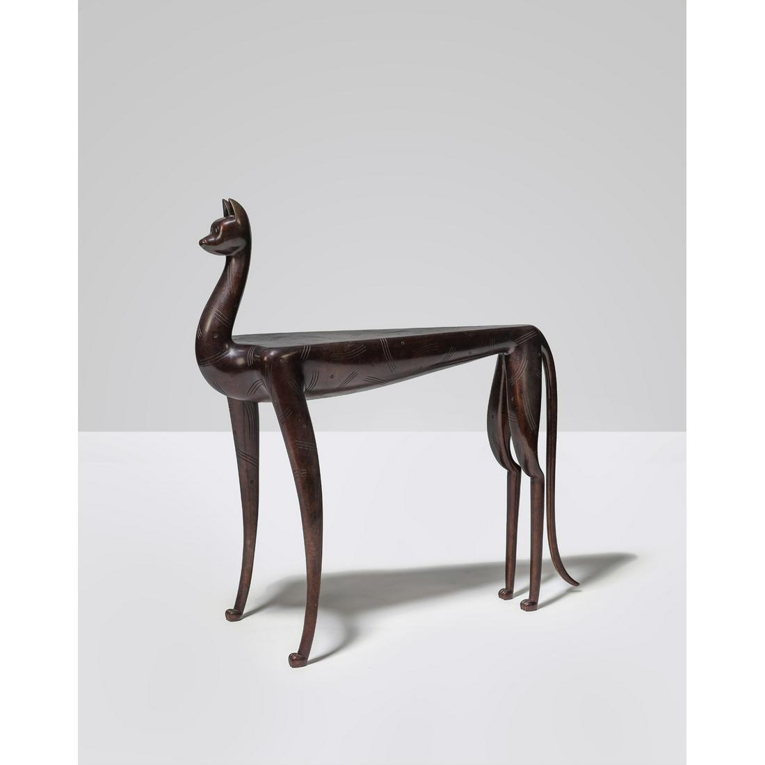 Judy McKie (born 1944) Lynx - E.A.1: Judy McKie (born 1944)Lynx - E.A.1ConsoleBronzeLimited edition of 12, including 2 A.P.Artist's stamp and numberedCreation date: 1999H 106,5 × L 45,5 × P 101,5Hauteur du plateau: 72,5 cmProve