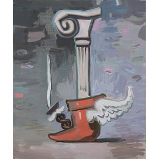 Ryan Mclaughlin (born 1980) Hermès Bong, 2010: Ryan Mclaughlin (born 1980)Hermès Bong, 2010Oil on canvas mounted on masonite panelSigned, titled and dated on the reverse67 x 56 cmProvenance:- Timothy Taylor Gallery, London -Lüttgenmeijer