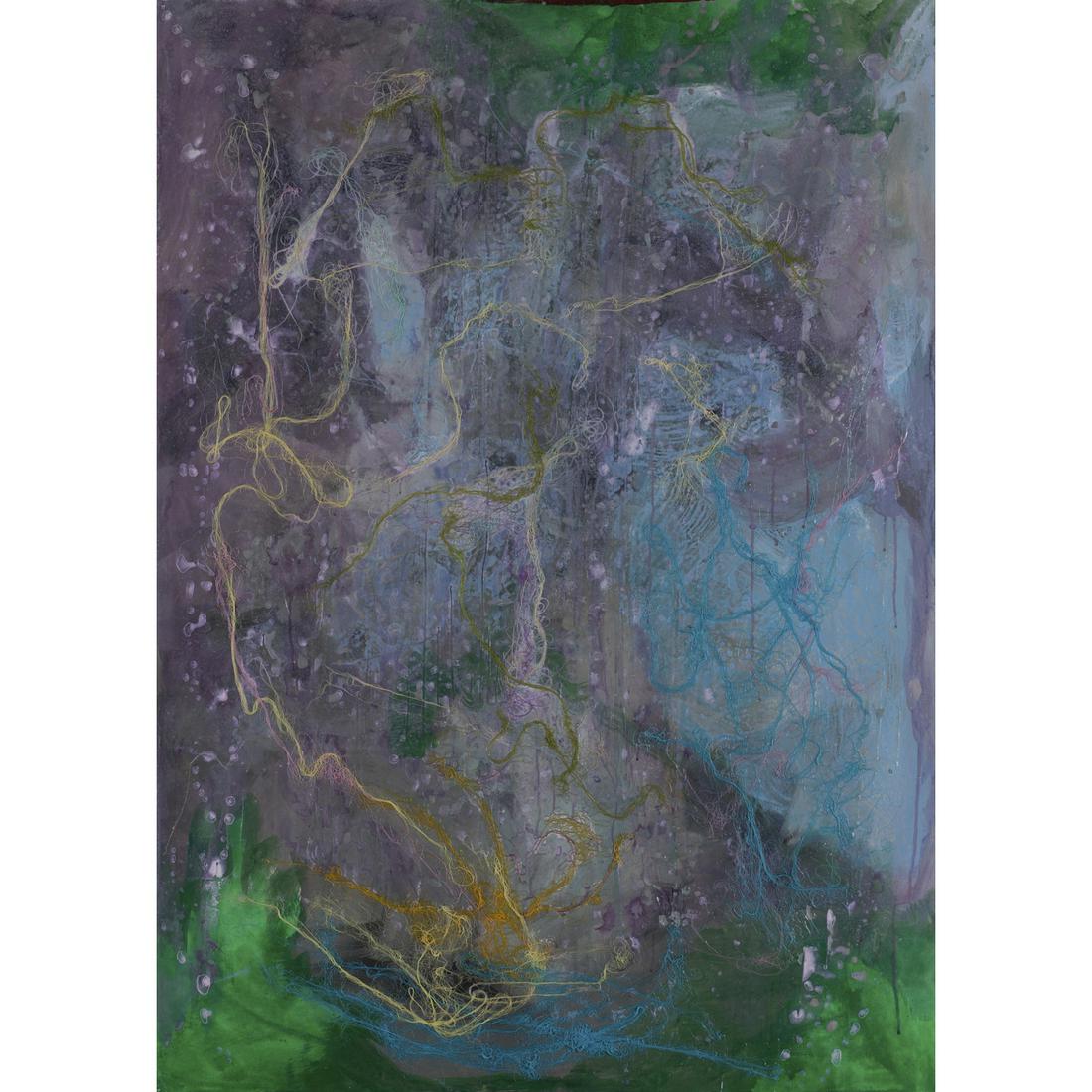 Moshekwa Langa (born 1975) Untitled, 2004: Moshekwa Langa (born 1975)Untitled, 2004Acrylic and cotton thread on cardboard paper139 x 99 cmProvenance: - Goodman Gallery, South Africa- Purchased from the latter by the current owner- A.M. collect