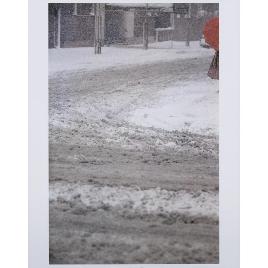 Saul Leiter (1923-2013) Red Umbrella, 1957-2007: Saul Leiter (1923-2013)Red Umbrella, 1957-2007Silver print on paperSigned, dated, annotated 'PF83989' and numbered on the reverse '4/10'48,5 x 32 cmProvenance: A.M. collection, ParisBibliography: M. H