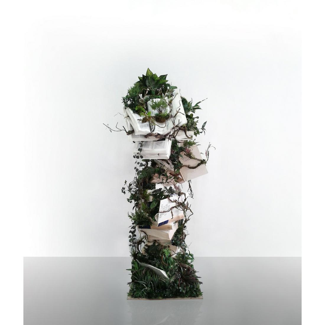 Gilles Barbier (born 1965) Still Memory 10, 2014: Gilles Barbier (born 1965)Still Memory 10, 2014Mixed media (resin, plastic plants, books)Unique piece200 × 60 × 56 cmProvenance: Galerie Georges-Philippe & Nathalie Vallois, ParisExhibition: