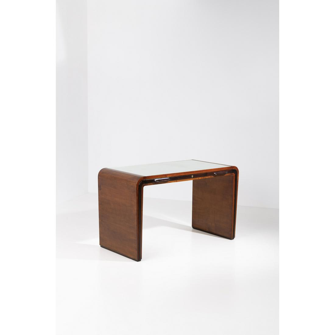 Gio Ponti (1891-1979) Desk: Gio Ponti (1891-1979)DeskBlackened wood, mahogany veneer and mirrored glassEdited by Luigi FontanaModel created circa 1930H 76×L 129×P 63 cmExpertise conducted by the Gio Ponti Archives