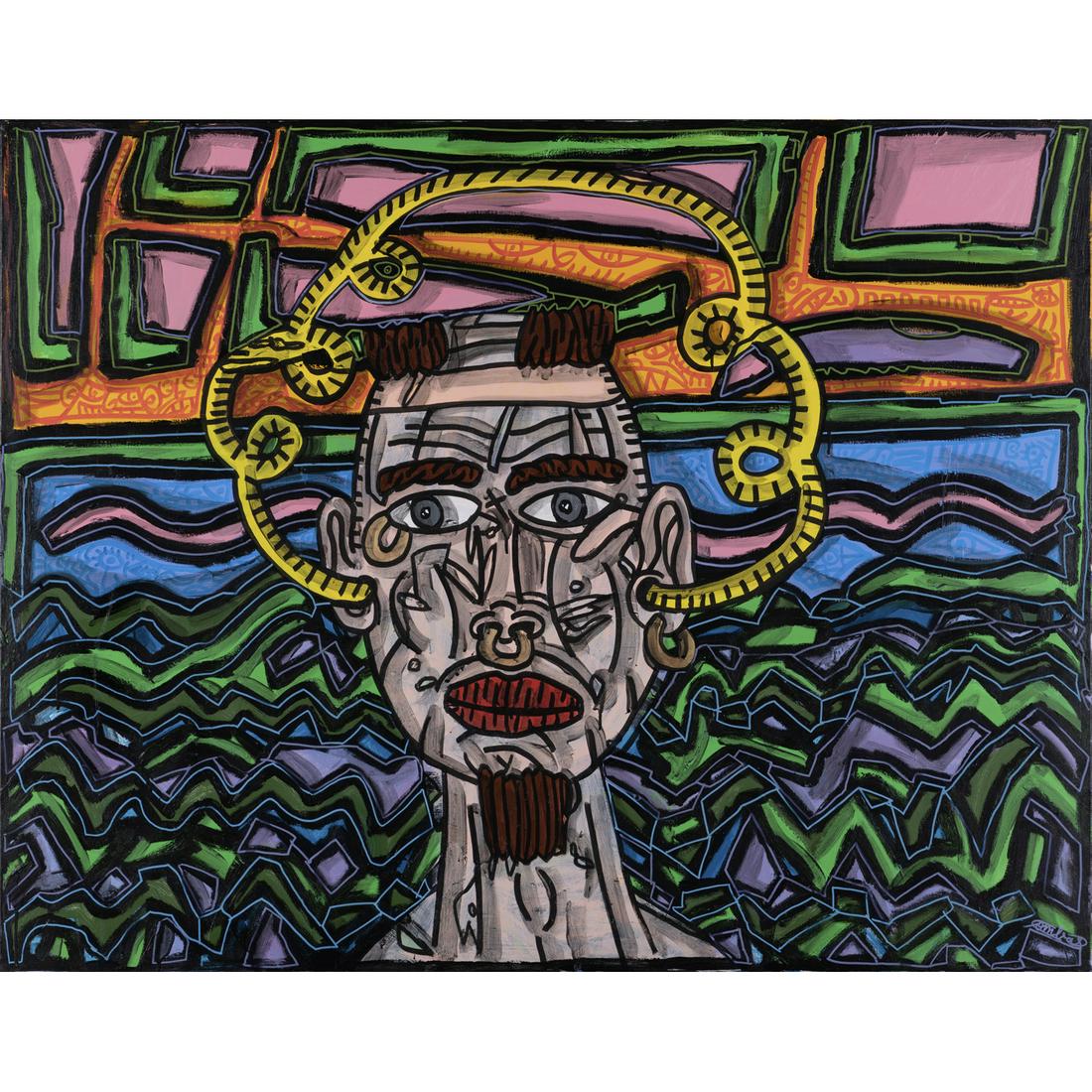 Robert Combas (born in 1957) Les boeufs à la mode,: Robert Combas (born in 1957)Les boeufs à la mode, 2008Acrylic on canvasSigned on the bottom right114 x 146 cmProvenance: Private collection, CannesExhibition: Bratislava, Slovakia, Danubiana Meul