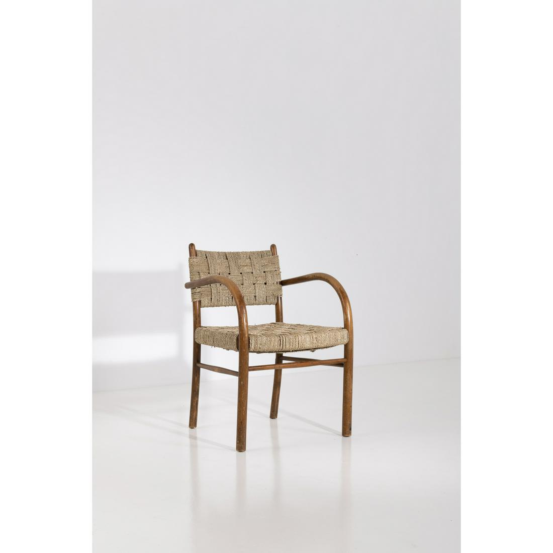 Frits Schlegel (1896-1965) Armchair: Frits Schlegel (1896-1965)ArmchairAsh wood and ropeEdited by Fritz HansenModel created circa 1930H 82 × L 57 × P 54 cm