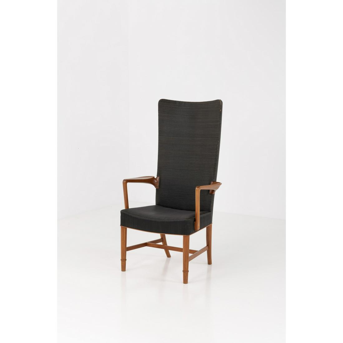 Karen (1917-2001) and Ebbe Clemmensen (1917-2003): Karen (1917-2001) and Ebbe Clemmensen (1917-2003)ArmchairTeak, leather and horsehairEdited by Rud RasmussenManufacturer's stampModel created circa 1952H 129 × L 70 × P 50 cmProvenance: Uniqu