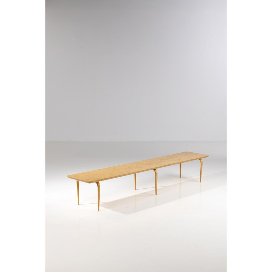 Bruno Mathsson (1907-1988) Bench: Bruno Mathsson (1907-1988)BenchBirch wood root and laminated birch wood Edited by Firma Karl MathssonManufacturer's hotstamp, dated '1978'Model created in 1978H 35 × L 210 × P 40 cm