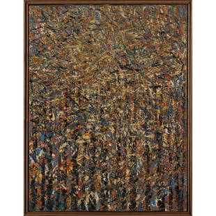 Ablade Glover (born 1934, Ghana) Scène de: Ablade Glover (born 1934, Ghana)Scène de marché, 1993Oil on canvasSigned and dated "93 glo" on the bottom left76 × 61 cmProvenancePurchased in Côte d'Ivoire/Ghana in the 1990s by t