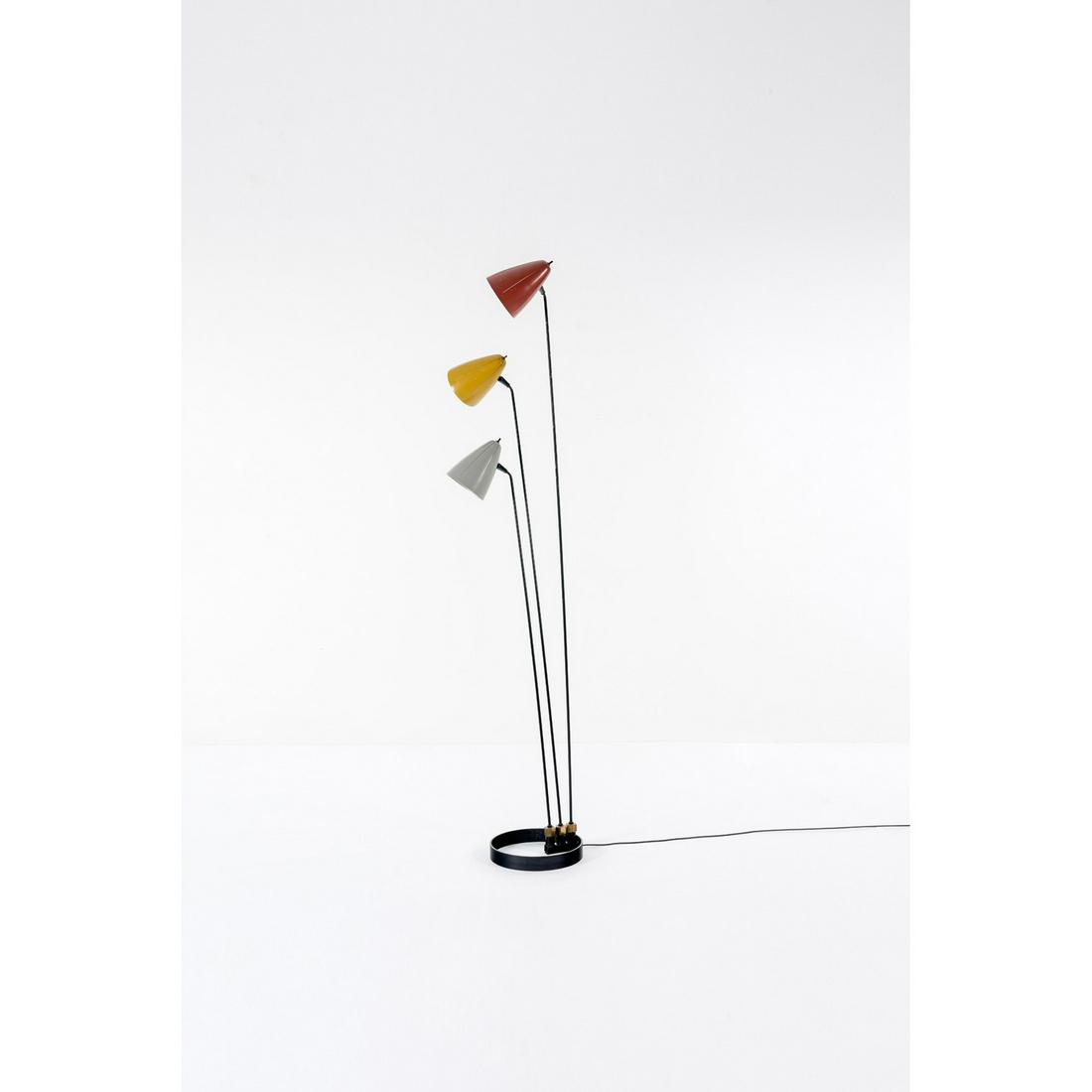 Ben Seibel (1918-1985) Floor lamp: Ben Seibel (1918-1985)Floor lampBrass, aluminum and lacquered metalEdited by Raymor CorporationModel created in 1951H 210×Ø 33,5 cm