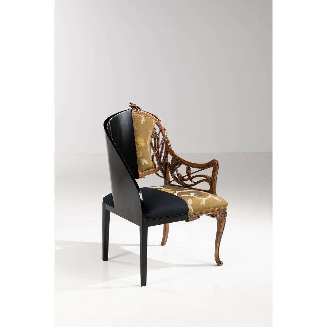 Franco Raggi (born 1945) Metamorphosis Collection: Franco Raggi (born 1945)Metamorphosis CollectionArmchairWood and fabricEdited by MedeaStamped 'Medea' beneath the beltModel created in 1988H 96 ×L 61 × P 57 cm