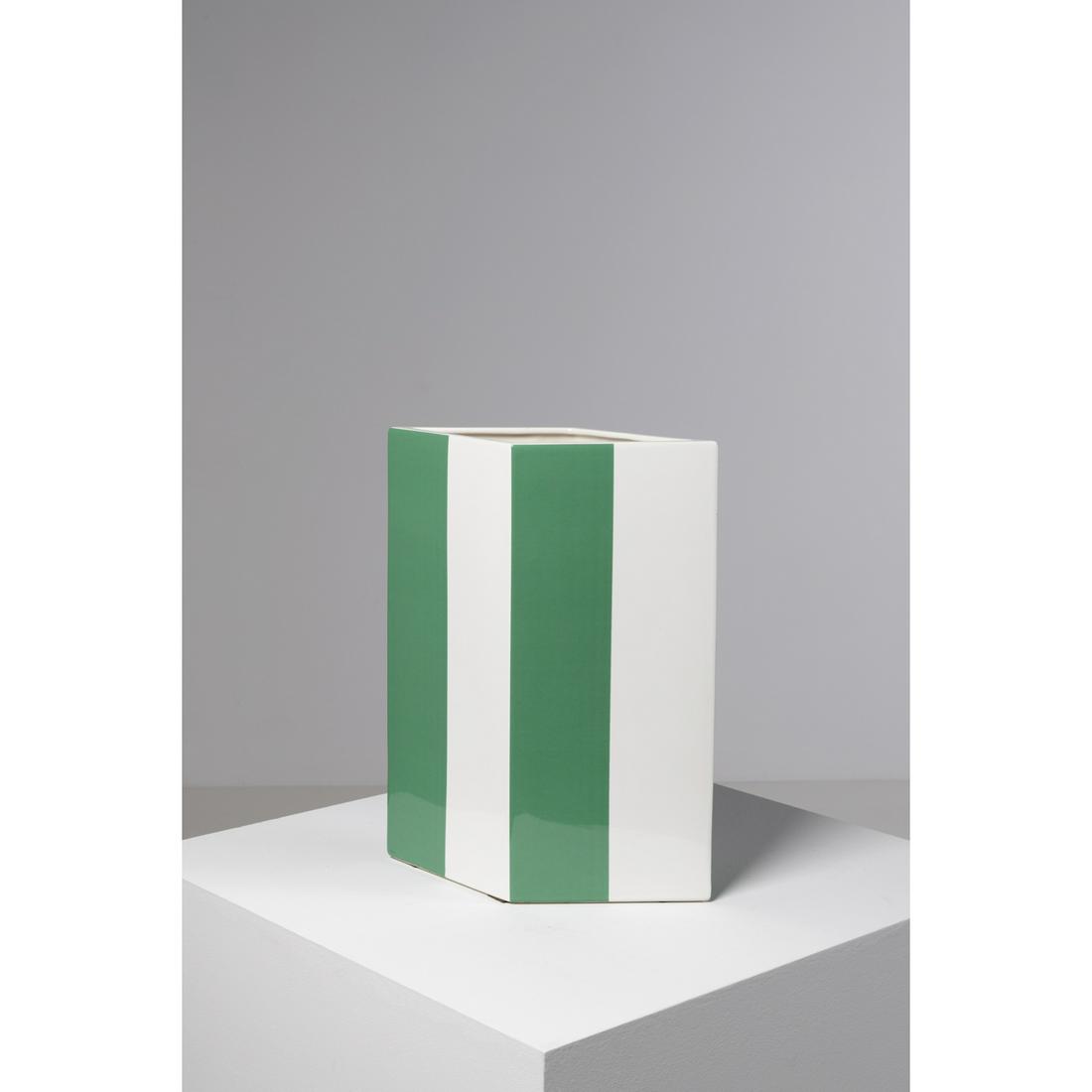 Daniel Buren (born 1938) The hundred vases - 2010: Daniel Buren (born 1938)The hundred vases - 2010White and green glazed earthenware vaseSigned on the back, dated "2010" and stamped by the manufacture "Atelier La Tuilerie du Chaillou, Treigny".18 X 1