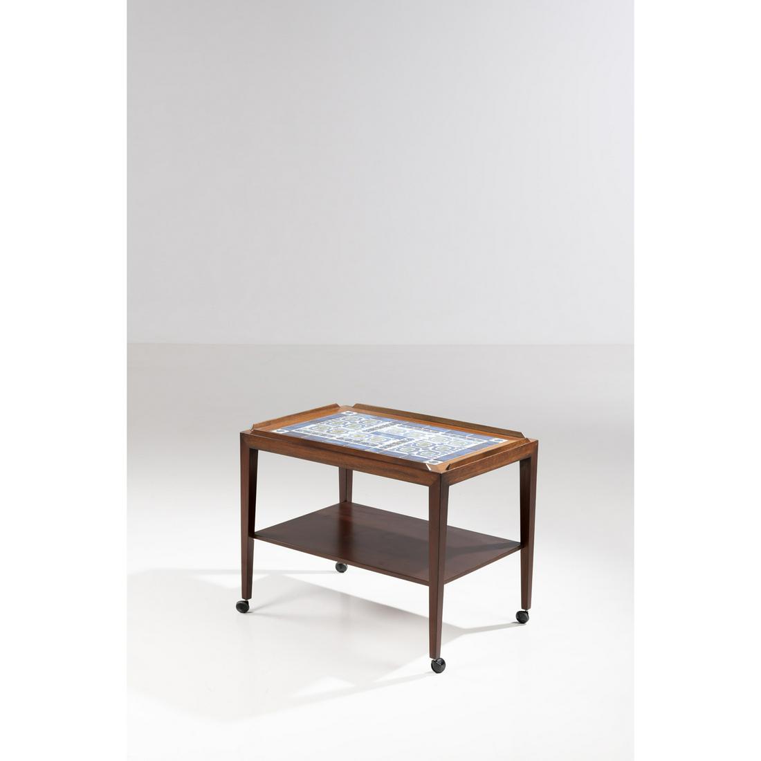 Severin Hansen Jr. (1887-1964) & Nils Thorsson: Severin Hansen Jr. (1887-1964) & Nils Thorsson (1898-1975) Model n°154Desserte Wood and ‘Tenera’ enameled porcelainRoyal Copenhagen and Haslev Møbelsnedkeri editionManufacturers&