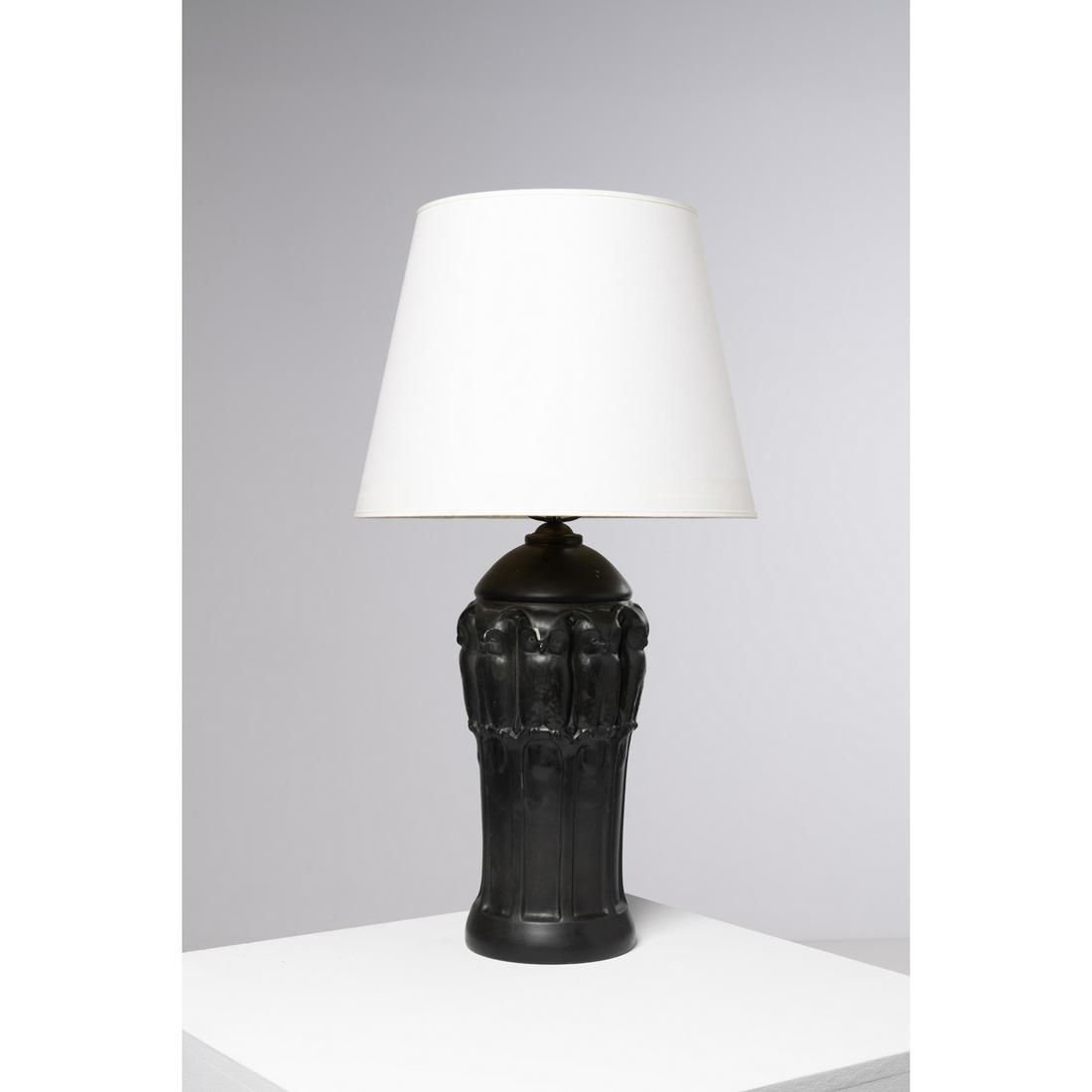 Lauritz Adolph Hjorth (1834-1912) Table lamp: Lauritz Adolph Hjorth (1834-1912)Table lampStonewareSigned 'Hjorth Bornholm'Model created in the 1930sH 68,5 × Ø (base) 20 cm