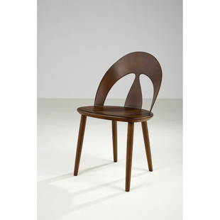 Børge Mogensen (1914-1972) Shell chair: BÃ¸rge Mogensen (1914-1972)Shell chairLaminated teak and beechwood Edited by Erhard Rasmussen DenmarkModel created in 1949 H: 80,6 x L: 49 x W: 42 cm