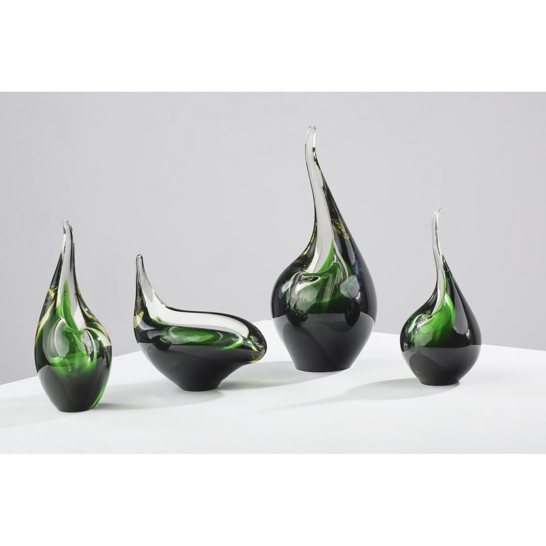 Per Lütken (1916-1998) Set of four orchid vases: Per LÃ¼tken (1916-1998)Set of four orchid vases "Flamingo" ModelBlown glassEdited by Holmegaard, 1957-1960SignedH: 23 cmH: 17 cmH: 16 cmH: 12 cm