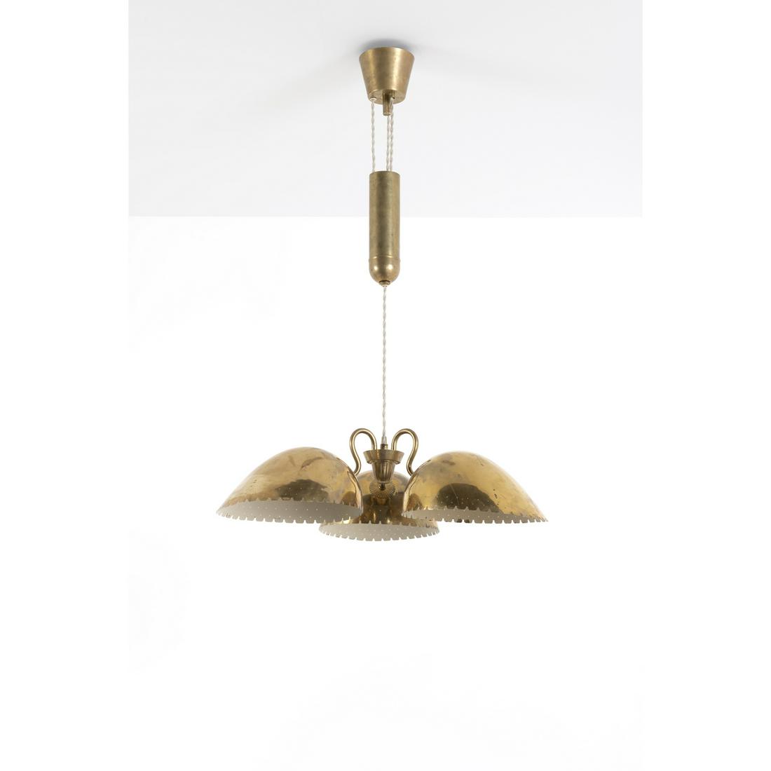Carl Axel Acking (1910-2001) Suspension: Carl Axel Acking (1910-2001)SuspensionGolden lacquered brass Edited by BrÃ¶derna MalmstrÃ¶ms, MetallvarufabrikModel created circa 1940H 87 x D 57 cm (approx.)