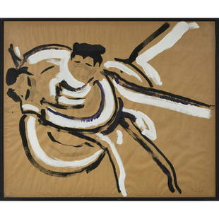 Ron FERRI (1932-2019) Combats de sumos: Ron FERRI (1932-2019)Combats de sumosGouache on kraft paper, signed on the bottom right1983103 x 124 cmProvenance: former property of François Catroux