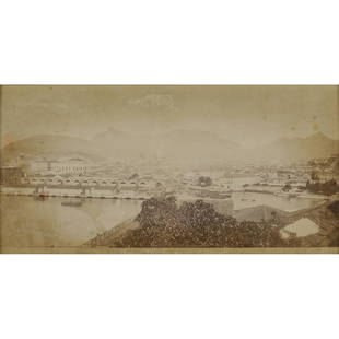 Marc Ferrez (1843-1923) and others Brazil, c: Marc Ferrez (1843-1923) and othersBrazil, c. 1880. Panoramas of Rio de Janeiro. Corcovado. Arsenal. Port.7 albumen prints, 5 of them mounted in panorama, mounted on cardboard. Legends and signatures o