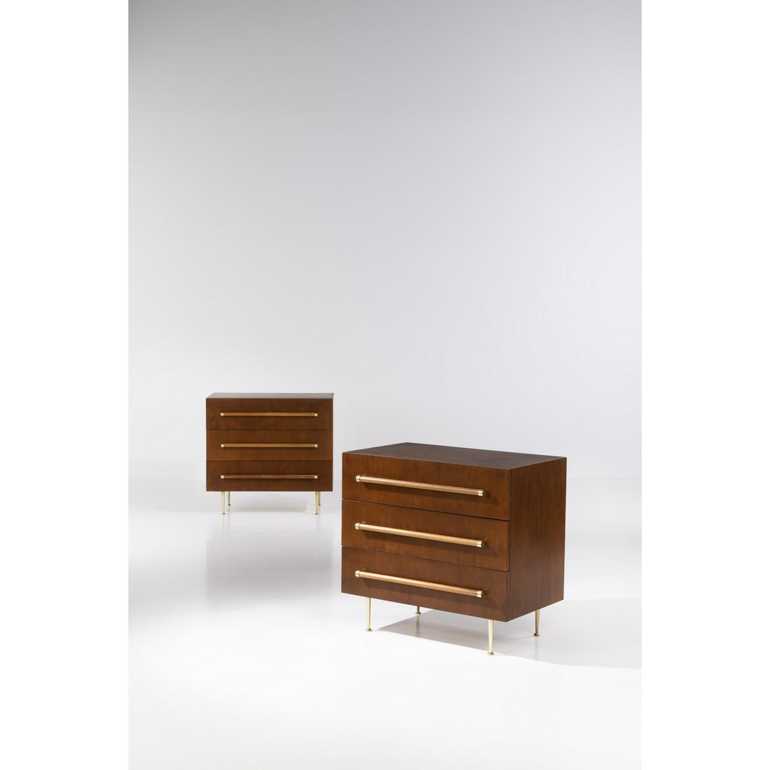 Terence Harold Robsjohn-Gibbings (1905-1976) Pair of chests of drawers: Terence Harold Robsjohn-Gibbings (1905-1976) Pair of chests of drawers Walnut and brass Edited by Widdicomb Model created in 1963 H 82 × L 87 × W 51 cm
