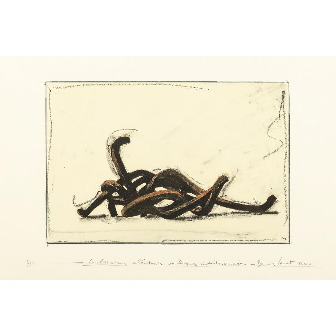 Bernar Venet (born in 1941) Combinaison aléatoire de lignes indéterminées - 1990: Bernar Venet (born in 1941)Combinaison aléatoire de lignes indéterminées - 1990Lithograph on Rivoli wove paperSigned, titled, dated "2004" and numbered "2/30" in pencil48 × 64,5 cm