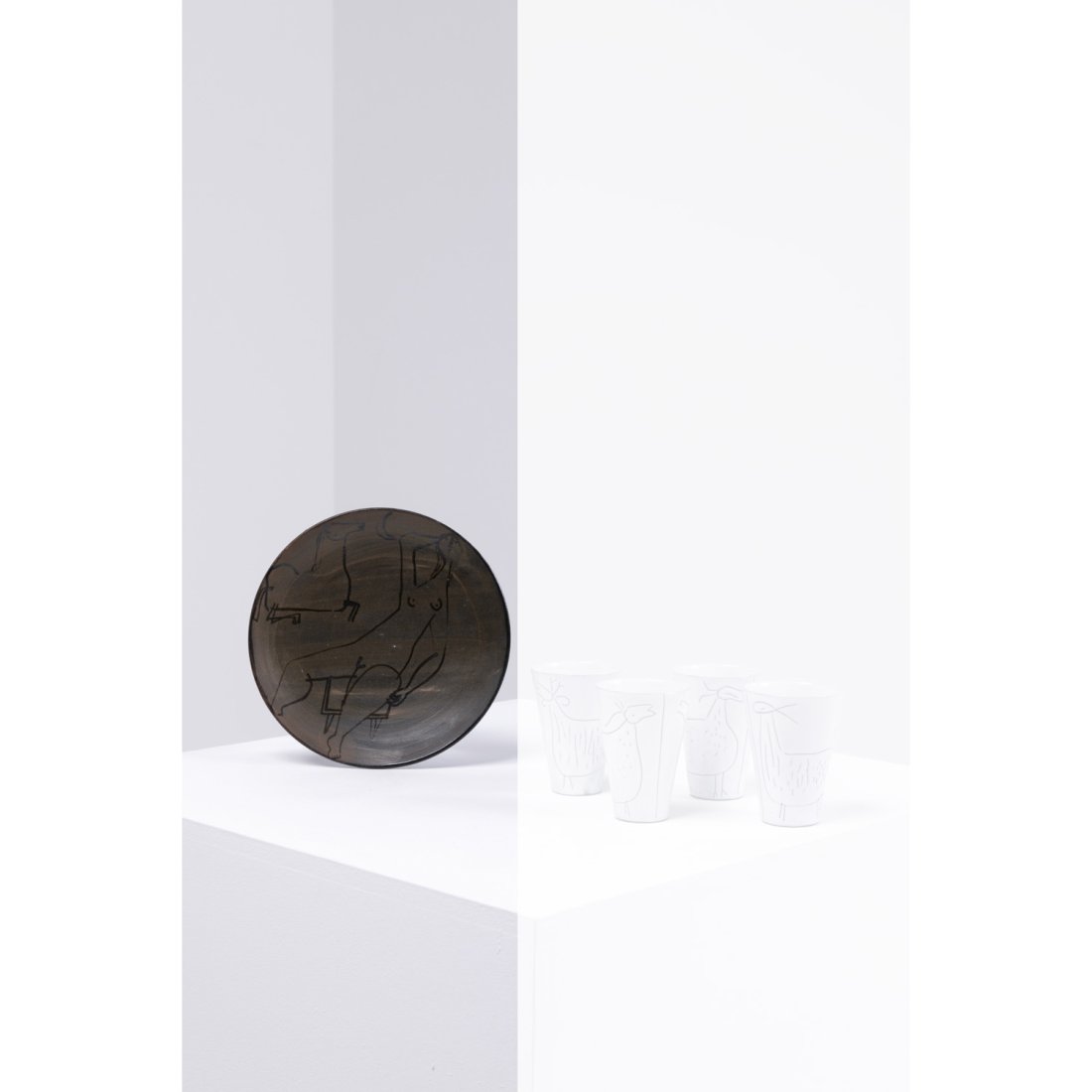 Jacques Innocenti (1926-1958) Dish: Jacques Innocenti (1926-1958)DishGlazed ceramic Model created around 1950Signed 'Innocenti Vallauris' in ink under the baseD 23 cm