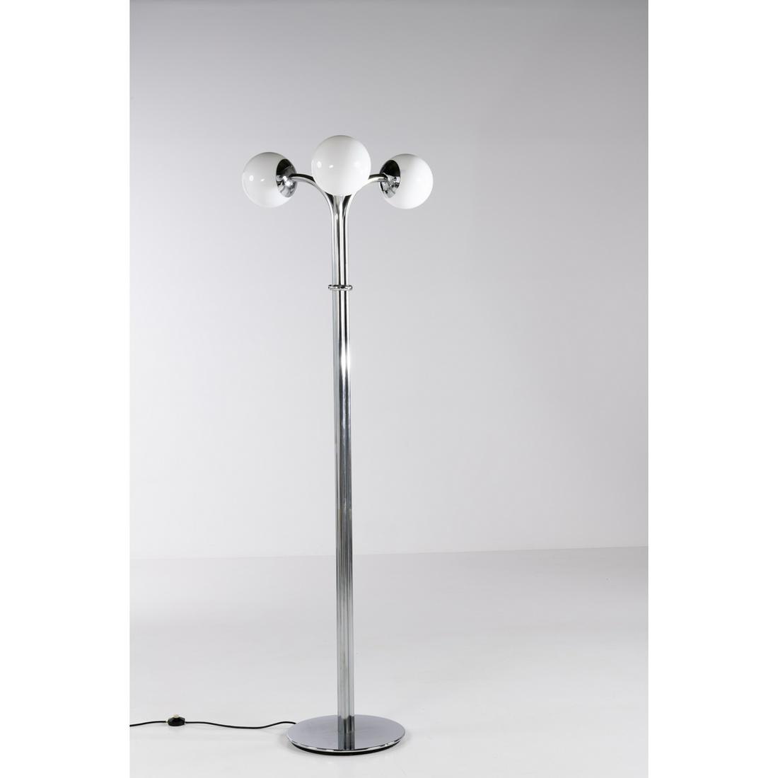 Superstudio (Founded in 1966) "Excelsior" floor lamp: Superstudio (Founded in 1966)"Excelsior" floor lampChromium-plated metal and opal glassModel created in 1969Poltronova editionH 210 x L 55 cm Diameter of globes 20 cm