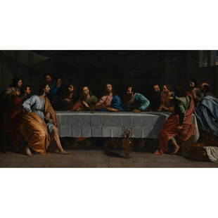 French school of the XIXth century, after Philippe de CHAMPAIGNE The last Supper: French school of the XIXth century, after Philippe de CHAMPAIGNEThe last SupperOil on canvas81 x 147 cm