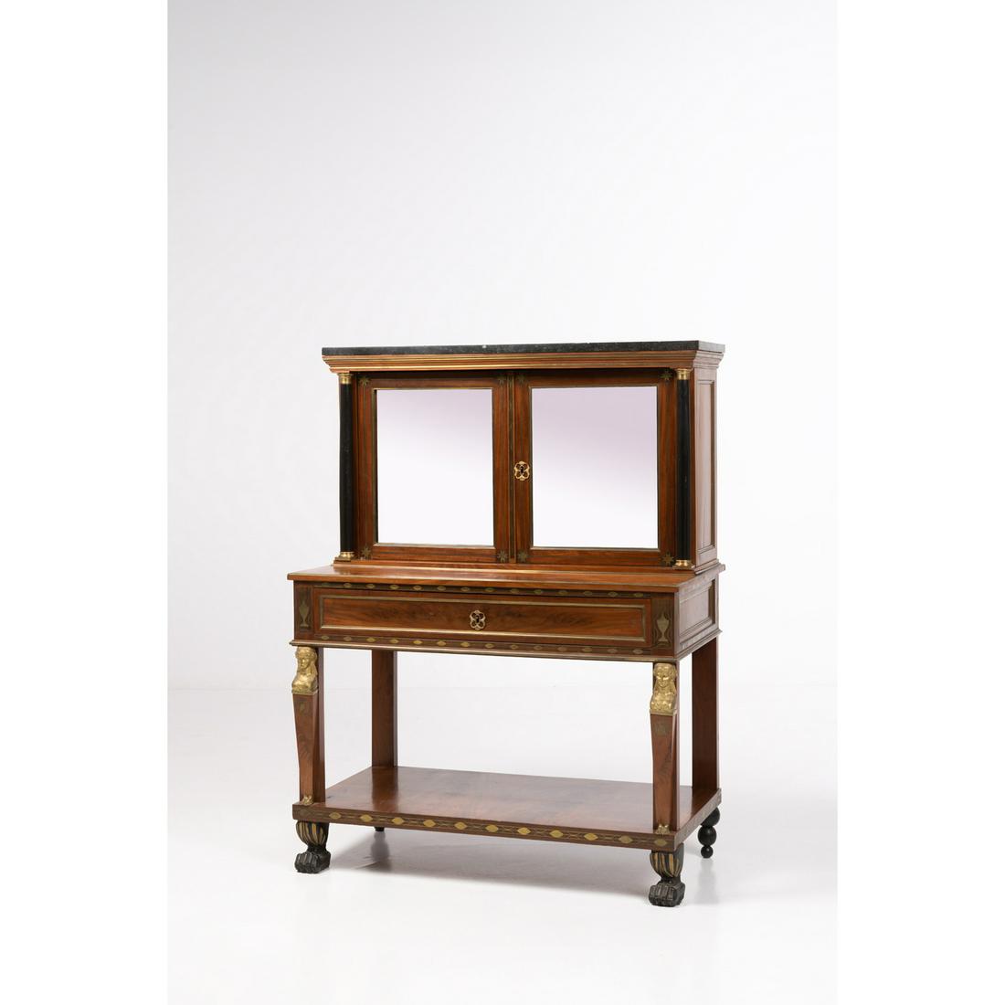 A early XIXth century mahogany bonheur du jour, in the taste of Jean Joseph Chapuis: A early XIXth century mahogany bonheur du jour, in the taste of Jean Joseph ChapuisH 150 x W 130 x D 39 cm
