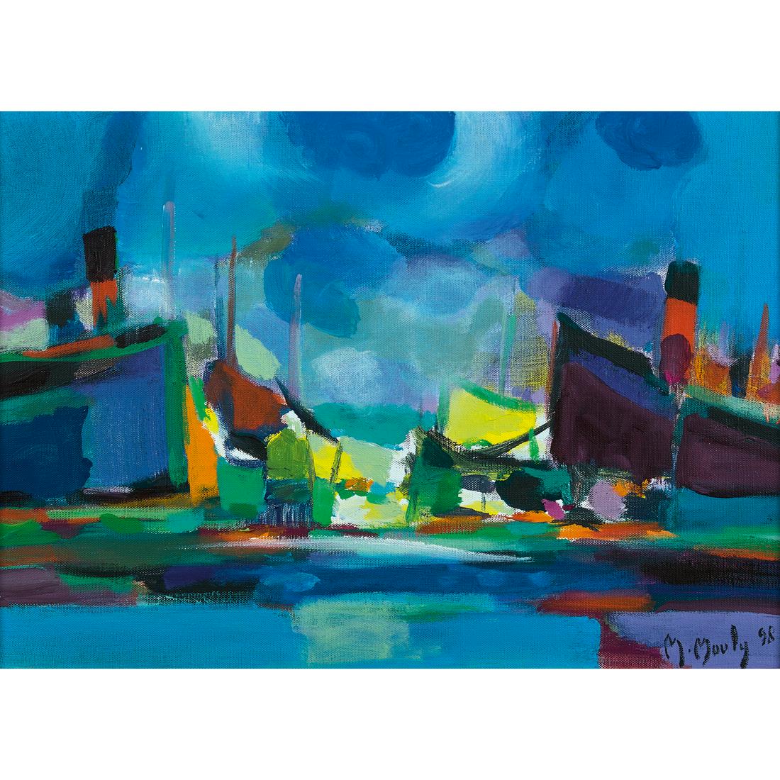 Marcel Mouly (1918-2008) L'escale, 1998: Marcel Mouly (1918-2008)L'escale, 1998Oil on canvasSigned and dated lower rightCountersigned, dated, titled and located on the reverse33 x 46 cmProvenance :- Galerie Raugraff, Nancy- Acquired from the