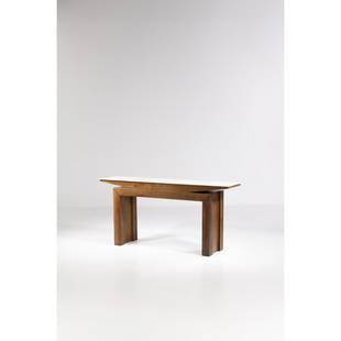 Pierluigi Spadolini (1922-2000) Console: Pierluigi Spadolini (1922-2000)ConsoleWalnut and marbleModel created circa 1960H 80,5 × L 174,5 × P 39 cm