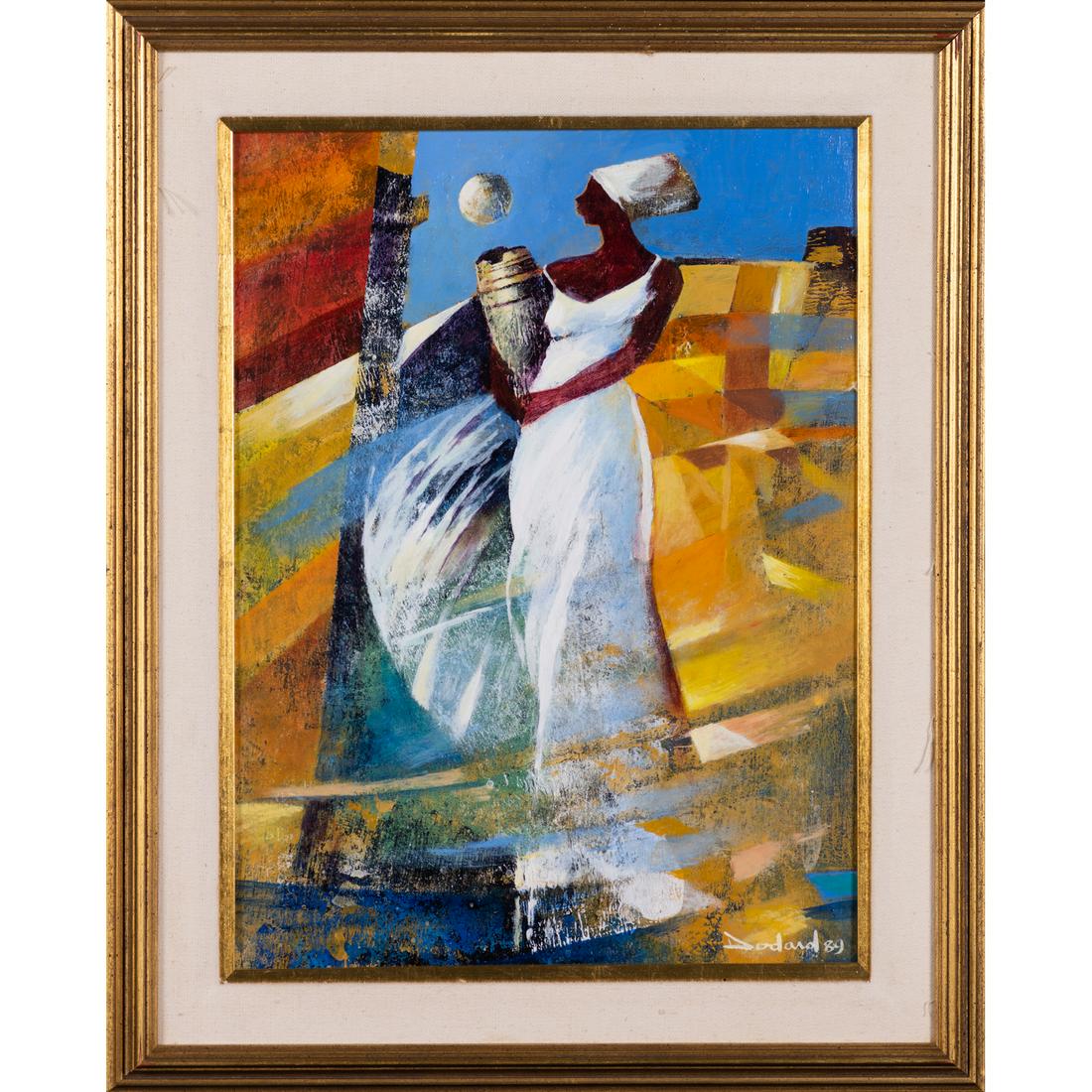 ƒ Philippe Dodard (b. 1954, Haïti) Untitled (The water bearer), 1989: ƒ Philippe Dodard (b. 1954, Haïti)Untitled (The water bearer), 1989Acrylic on panelSigned and dated "Dodard 89" lower right43,5 x 32,5 cmProvenancePrivate collection, USA