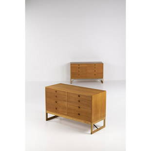 Borge Mogensen (1914-1972) Pair of cabinets: Borge Mogensen (1914-1972)Pair of cabinetsOak wood and metalEdited by Karl Anderson SönderModel created circa 1960H 84 × L 134,5 × P 62 cm