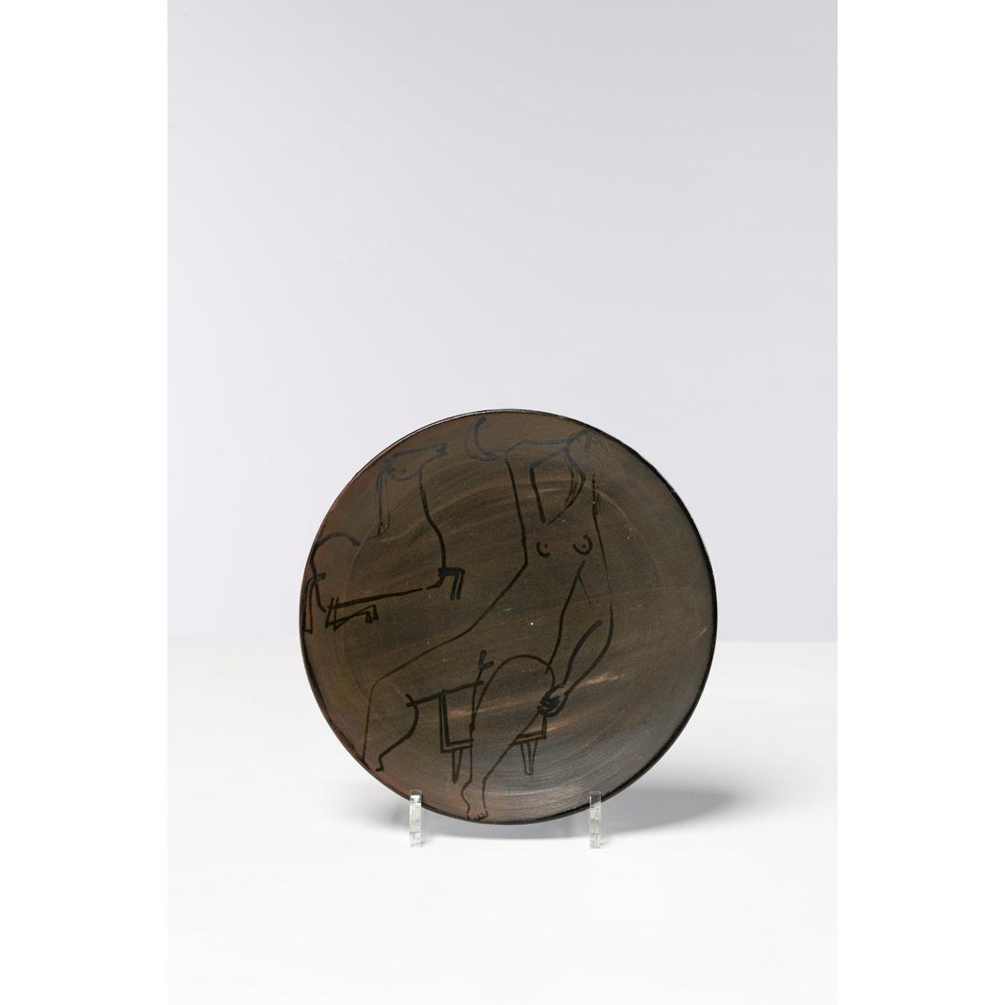 Jacques Innocenti (1926-1958) Dish: Jacques Innocenti (1926-1958)DishGlazed ceramic Model created around 1950Signed 'Innocenti Vallauris' in ink under the baseD 23 cm