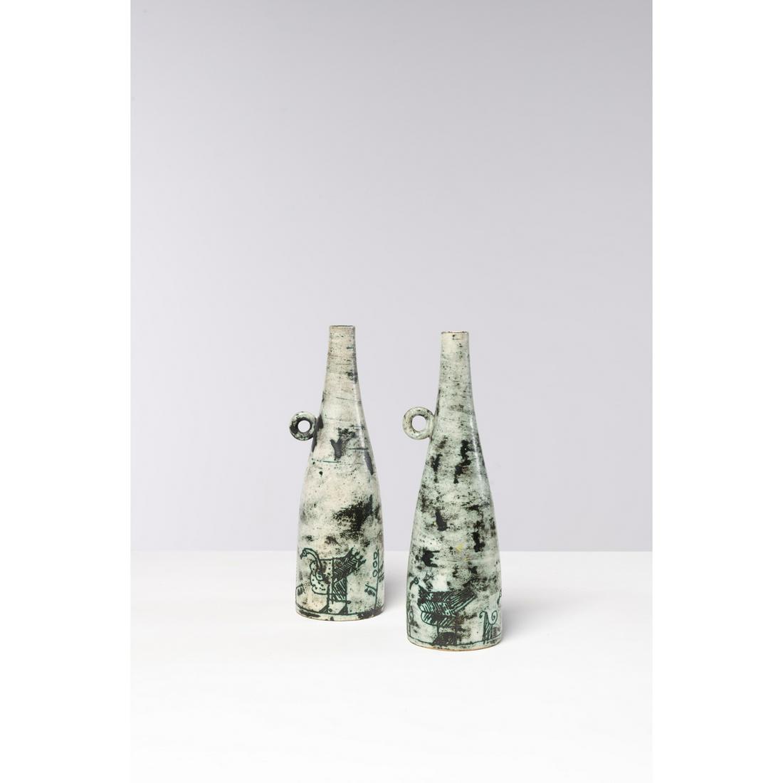 Jacques BLIN (1920-1995) Pair of lamp bases: Jacques BLIN (1920-1995)Pair of lamp basesEnamelled ceramicsH 36 x 11 cmModels created around 1960 Signed "J.Blin"Provenance: Private collection, Paris