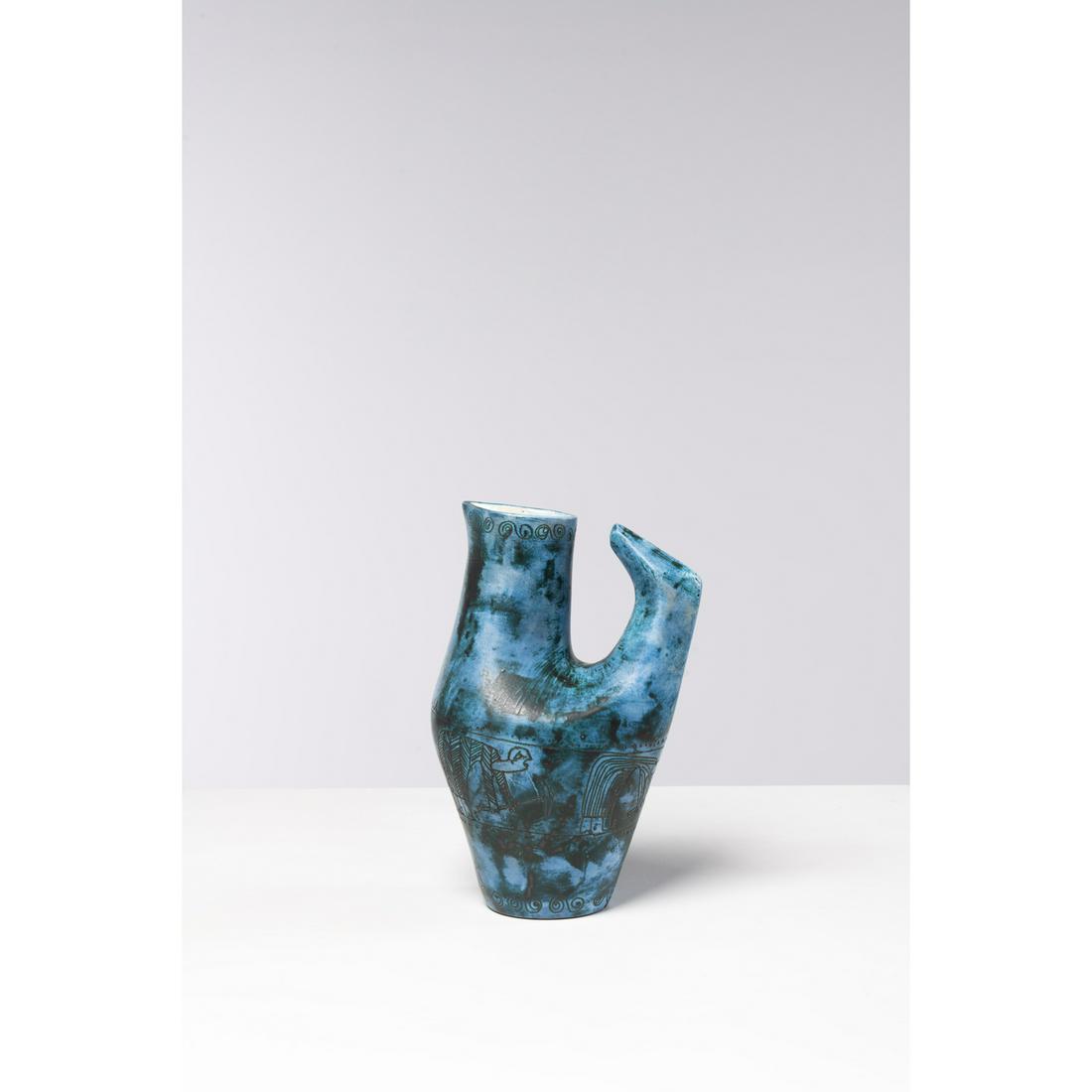 Jacques BLIN (1920-1995) Pitcher: Jacques BLIN (1920-1995)Pitcher Glazed ceramicH 34 x W 22 cm Signed under the base 'J.BlinModel created around 1960Provenance : Private collection, Paris.