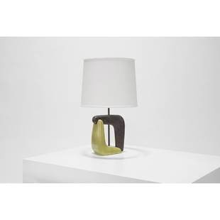 Heifetz Lighting (20th c.) Table lamp: Heifetz Lighting (20th c.)Table lampCeramic, brass and fabricModel created in the 1950sH 73,5 &#215; &#216; 43 cm