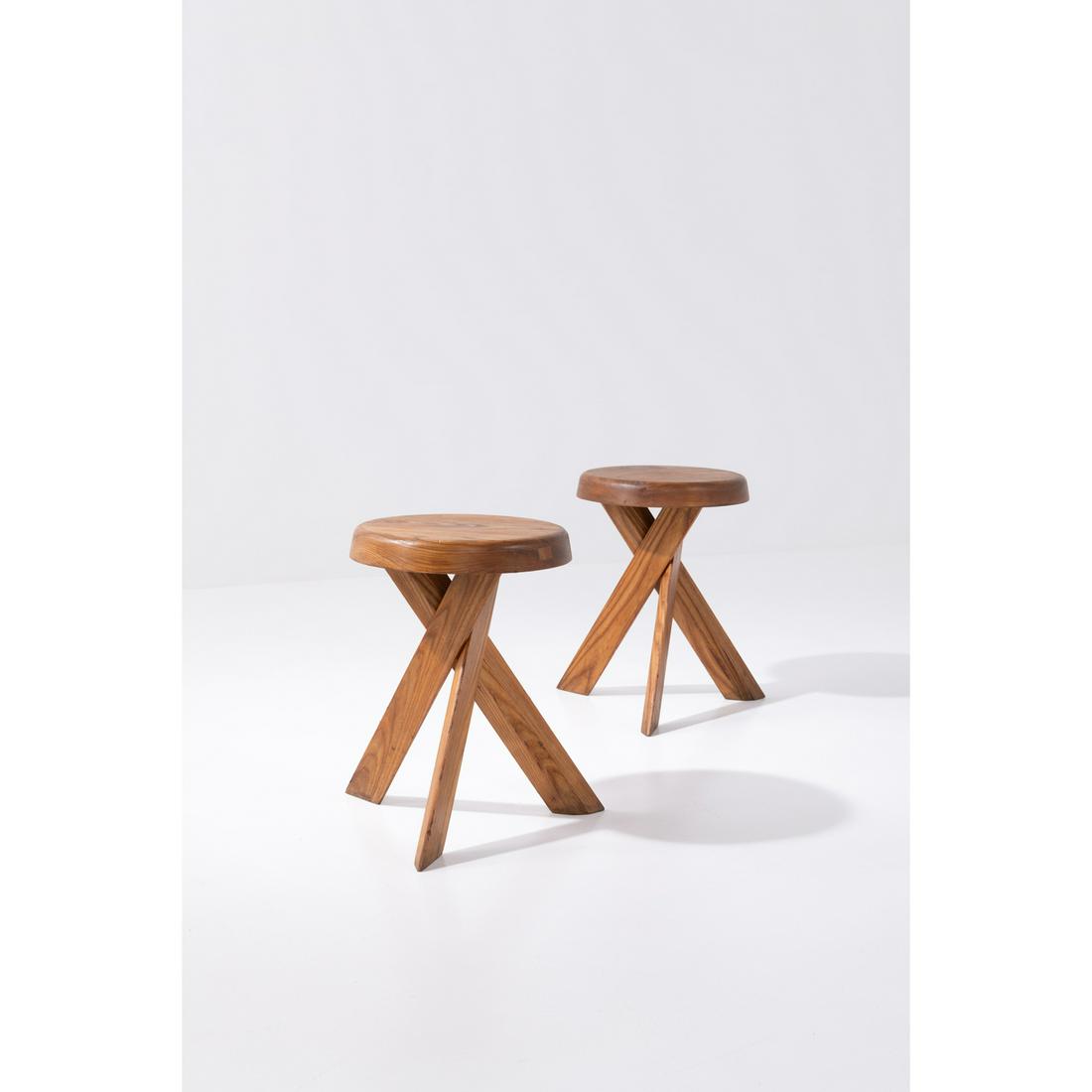 Pierre Chapo (1927-1987) Pair of stools model S31 (1 of 1)