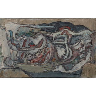 Jacques Doucet (1924-1994) Vu des falaises, 1980-81: Jacques Doucet (1924-1994) Vu des falaises, 1980-81 Oil on canvas Signed on the bottom rightCountersigned and titled on the reverse 38 x 61 cm Provenance : - Galerie Ariel Jakob, Paris - Acquired from
