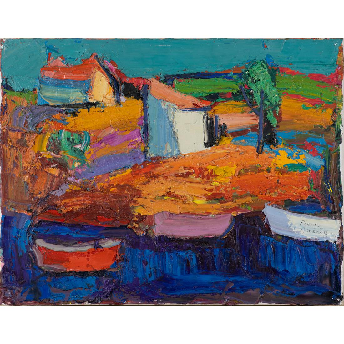 Pierre Ambrogiani (1907-1985) Le port de Carros, circa 1960: Pierre Ambrogiani (1907-1985) Le port de Carros, circa 1960 Oil on canvas Signed on the bottom right 50 x 65 cm Provenance : Private collection, Paris Our thanks to Mr Michel Estades for the informati