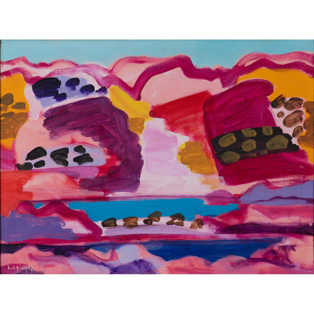 Charles Lapicque (1898-1988) L'Atlas saharien, 1972: Charles Lapicque (1898-1988) L'Atlas saharien, 1972 Acrylic on canvas Signed on the bottom left Signed, doubled dated and titled on the reverse 46 x 61 cm Provenance : Private collection, Paris Our th