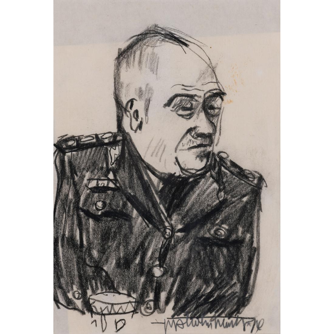 Malcolm Morley (1931-2018) Le colonel: Malcolm Morley (1931-2018) Le colonel Charcoal on paper Signed on the on the bottom right 20,5 x 13,5 cm Provenance : - Sale Paris, Artcurial, 9 December 2020, lot 499 - Private collection, Paris