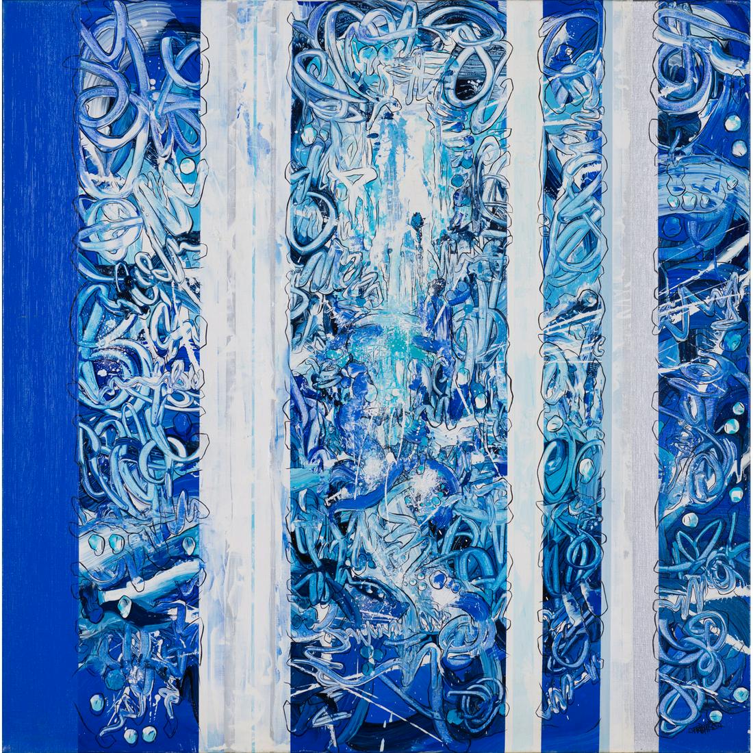 Katrin Fridriks (b. 1974) Untitled, circa 2002: Katrin Fridriks (b. 1974) Untitled, circa 2002 Acrylic and varnish on canvas Signed on the on the bottom right80 x 80 x 5,5 cm Provenance : - Gift of the artist to the current owner in 2009 - Private