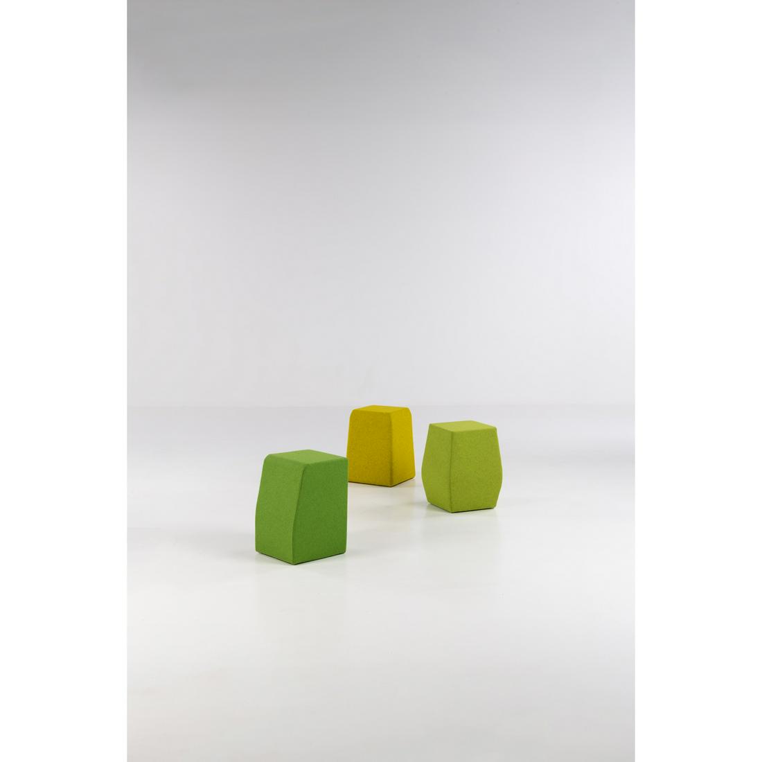 Eric Jourdan (born in 1961) Pierre Paul Jacques: Eric Jourdan (born in 1961)Pierre Paul JacquesSet of three stoolsWood and fabricEdited by Domeau PérèsModel created in 2005H 46 × L 34 × W 34 cmH 46 × L 31 × W 31 cmH 45