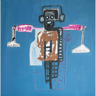 ƒ Amadou Sanogo (b. 1977, Mali) Untitled, 2013: ƒ Amadou Sanogo (b. 1977, Mali) Untitled, 2013 Acrylic on canvas Signed and dated "A. Sanogo 2013" lower center 100 x 140 cm Provenance: Private Collection, United Kingdom