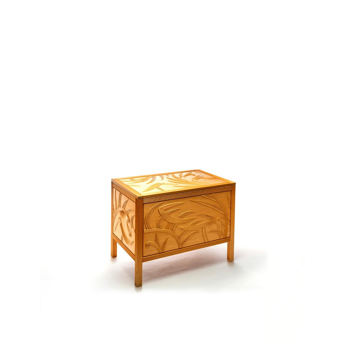 ƒ Judy Kensley McKie (born in 1944) Chest: ƒ Judy Kensley McKie (born in 1944) Chest Linden wood Monogrammed 'JKM' and dated '1980' Model created in 1980 H 79 × L 91,5 × W 56 cm