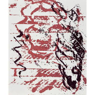 Josh Smith (b. 1976) and Sophie von Hellermann (b. 1975) Fish-Face - 2005: Josh Smith (b. 1976) and Sophie von Hellermann (b. 1975) Fish-Face - 2005 Monotype and embossing on heavy wove paper Proof signed by both artists and dated "2005" in pencil Edition of 60 copies and 10