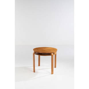 ƒ Alvar Aalto (1898-1976) Side table, model no. 71: ƒ Alvar Aalto (1898-1976)Side table, model no. 71BirchEdited by Finmar‘Finmar Ltd London’ plaqueModel created in 1933H 56,5 x Ø 63 cmBibliography:- Le mobilier du XXe siècle